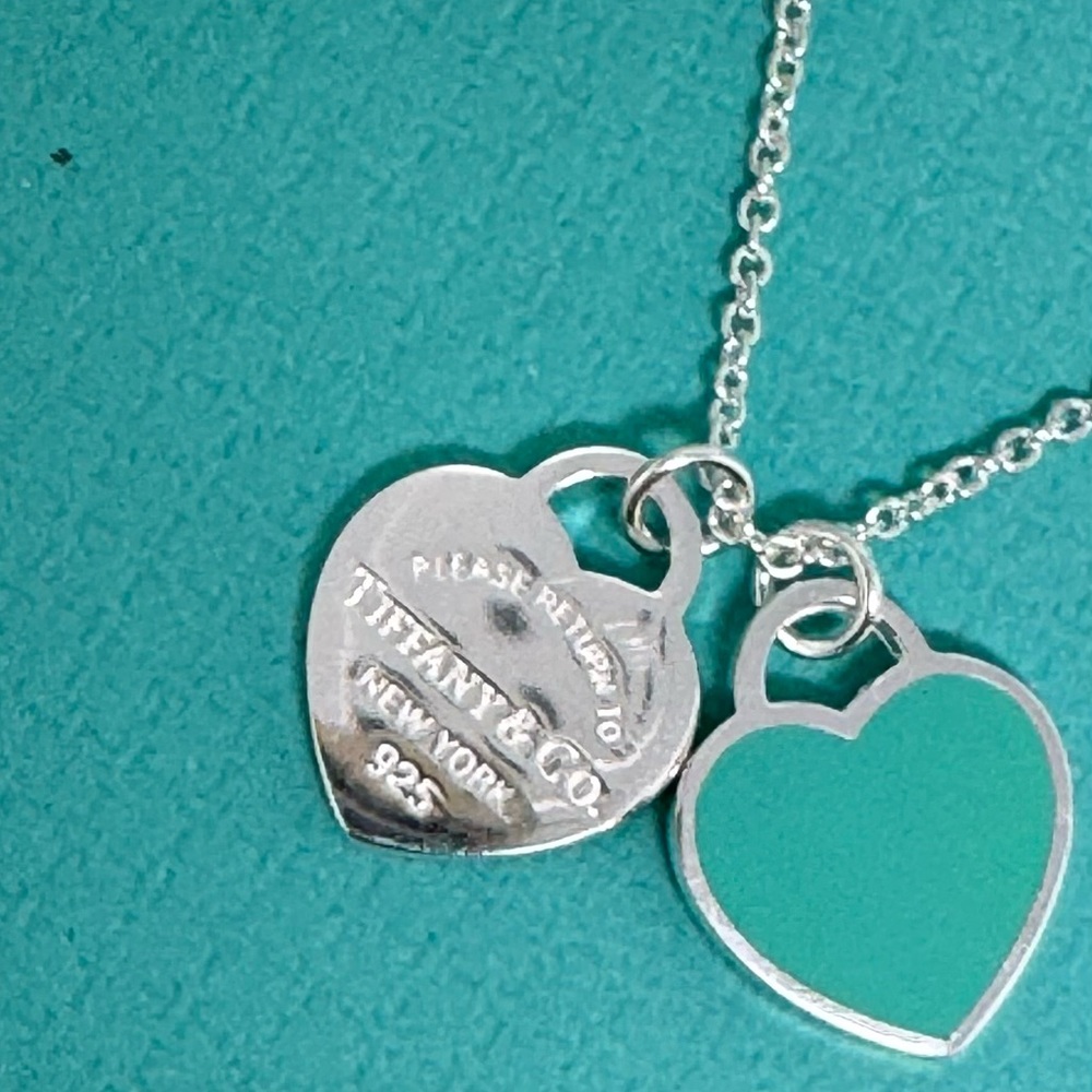 Authentic Tiffany & CO. Double Heart Sterling Silver 925 Necklace. - Picture 10 of 13